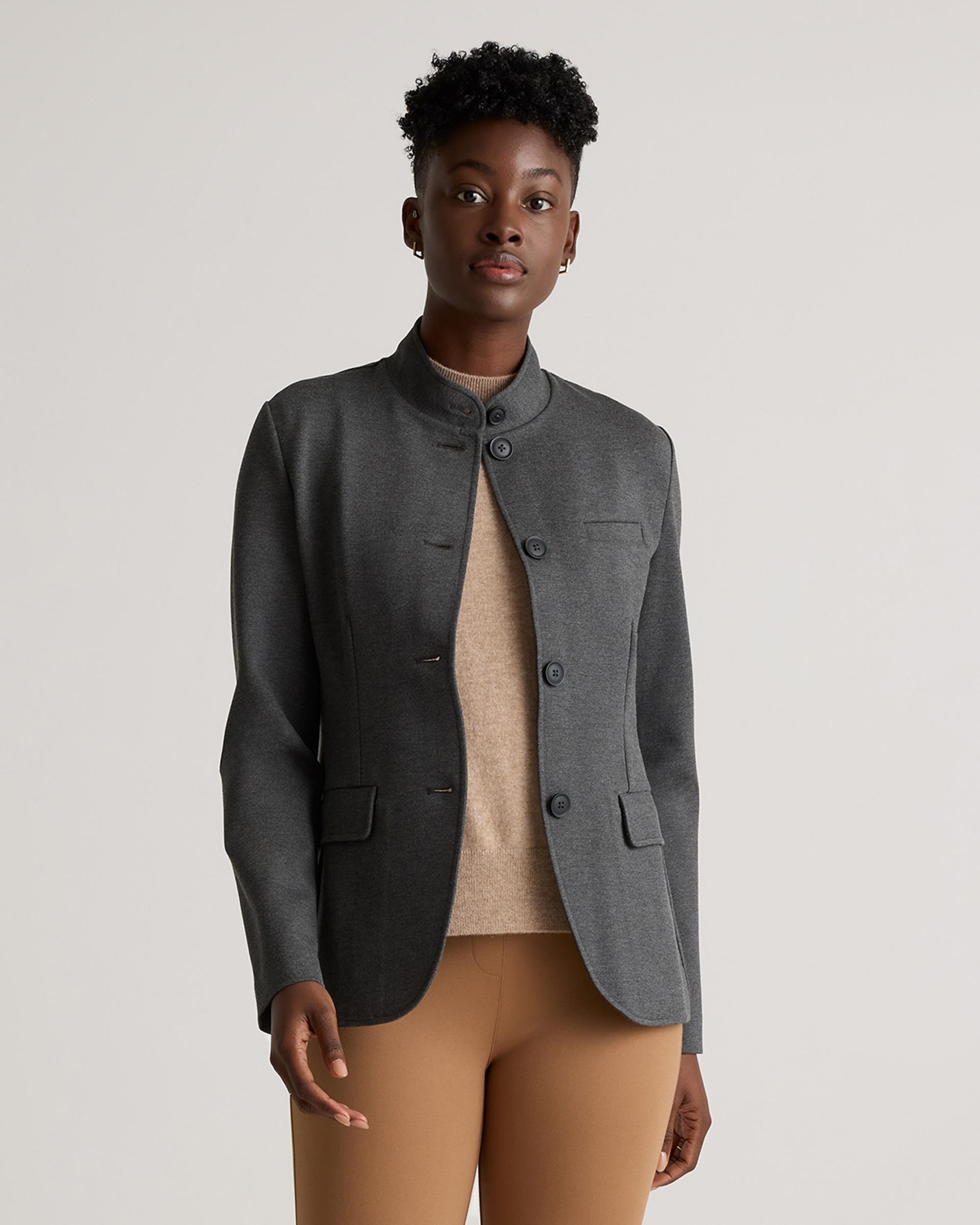 ultra-stretch ponte stand collar blazer