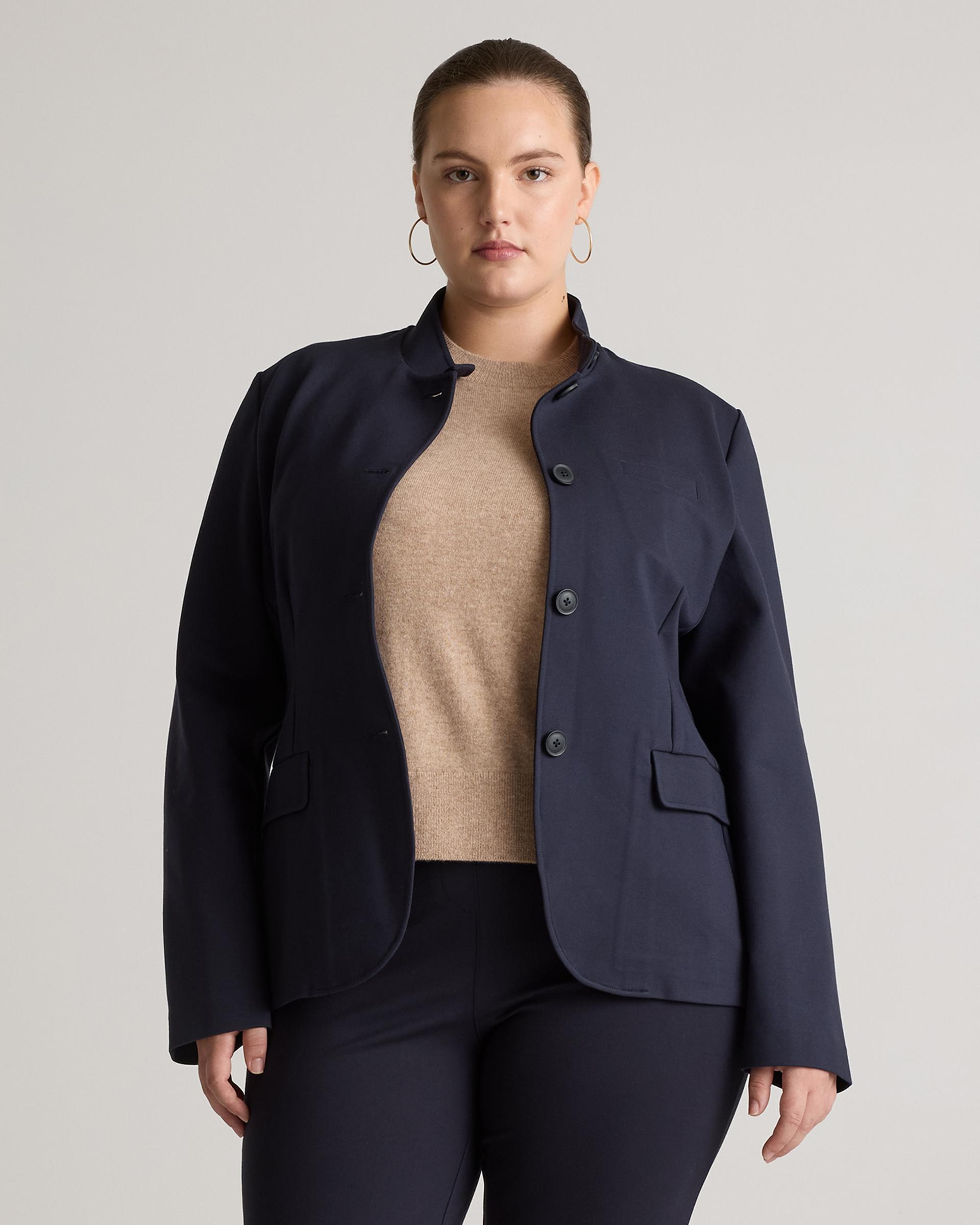 ultra-stretch ponte stand collar blazer