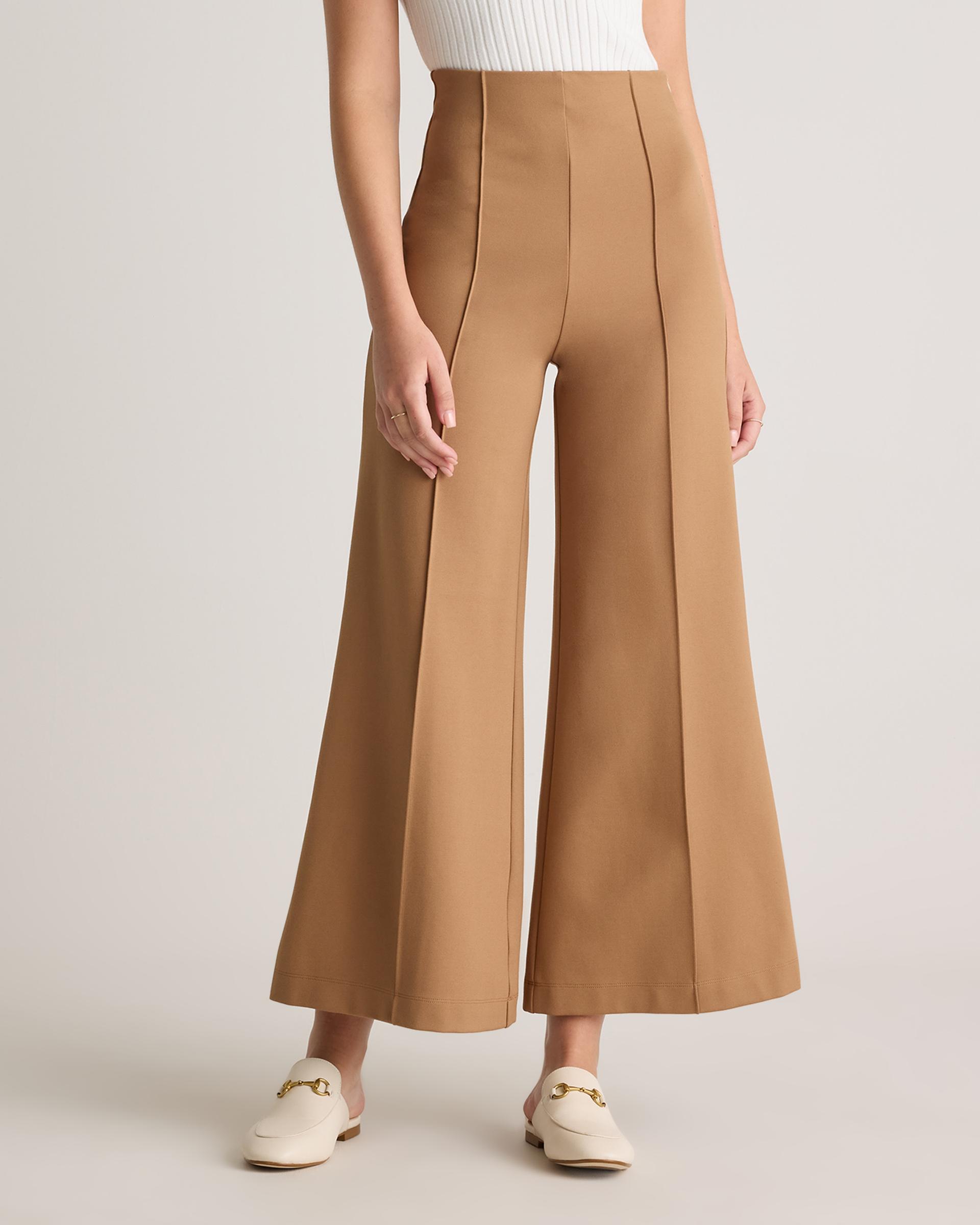ultra-stretch ponte super wide leg ankle pants