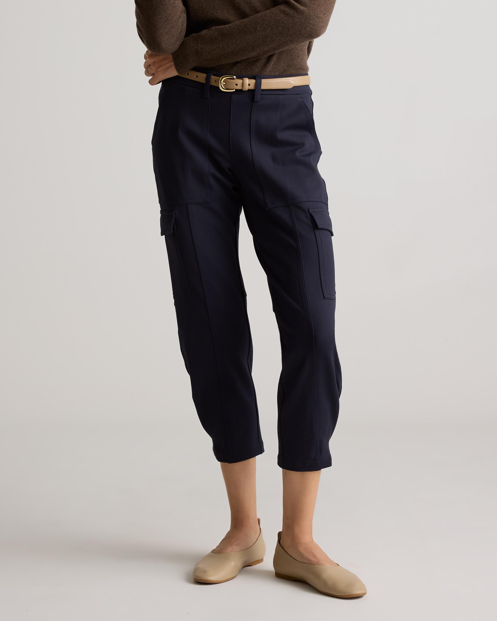 ultra-stretch ponte tapered cargo pants