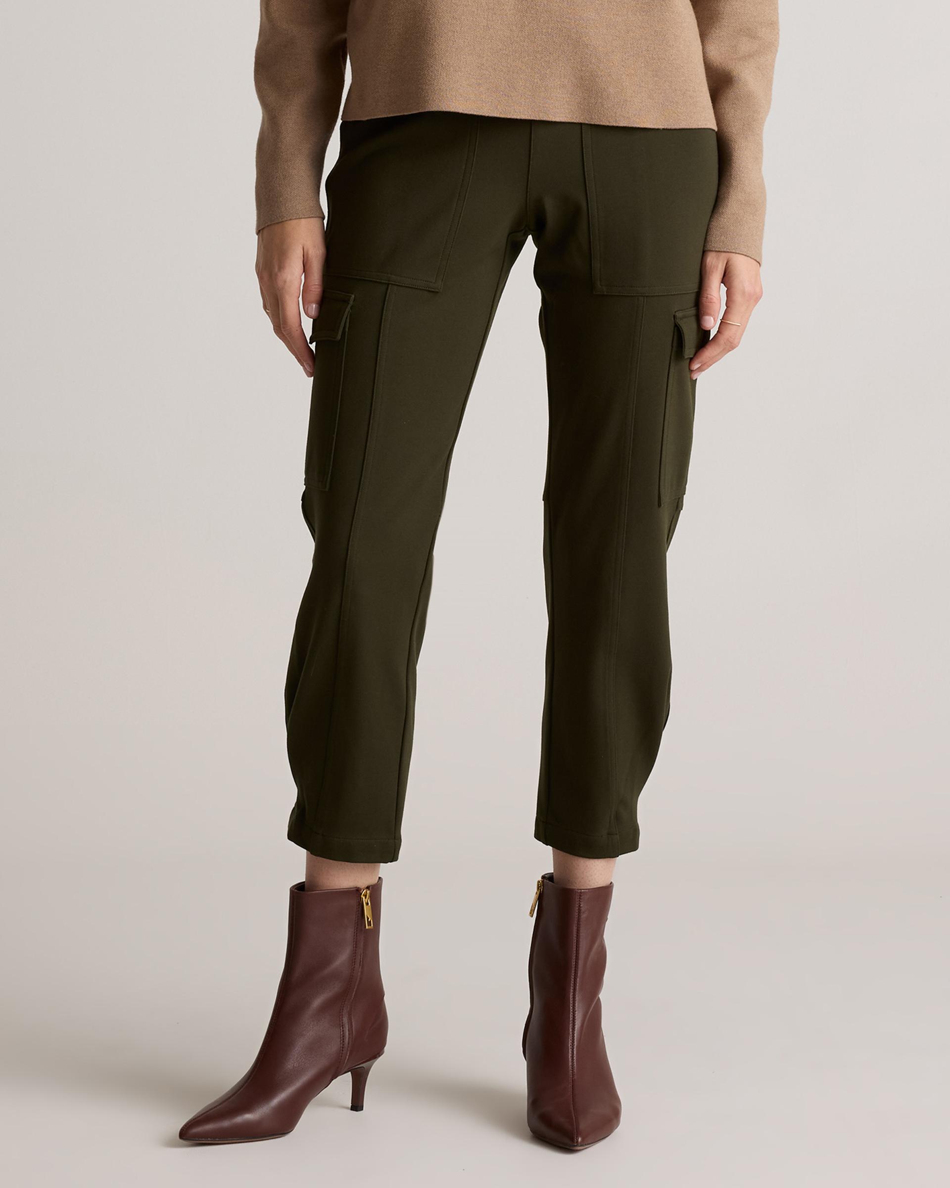 ultra-stretch ponte tapered cargo pants