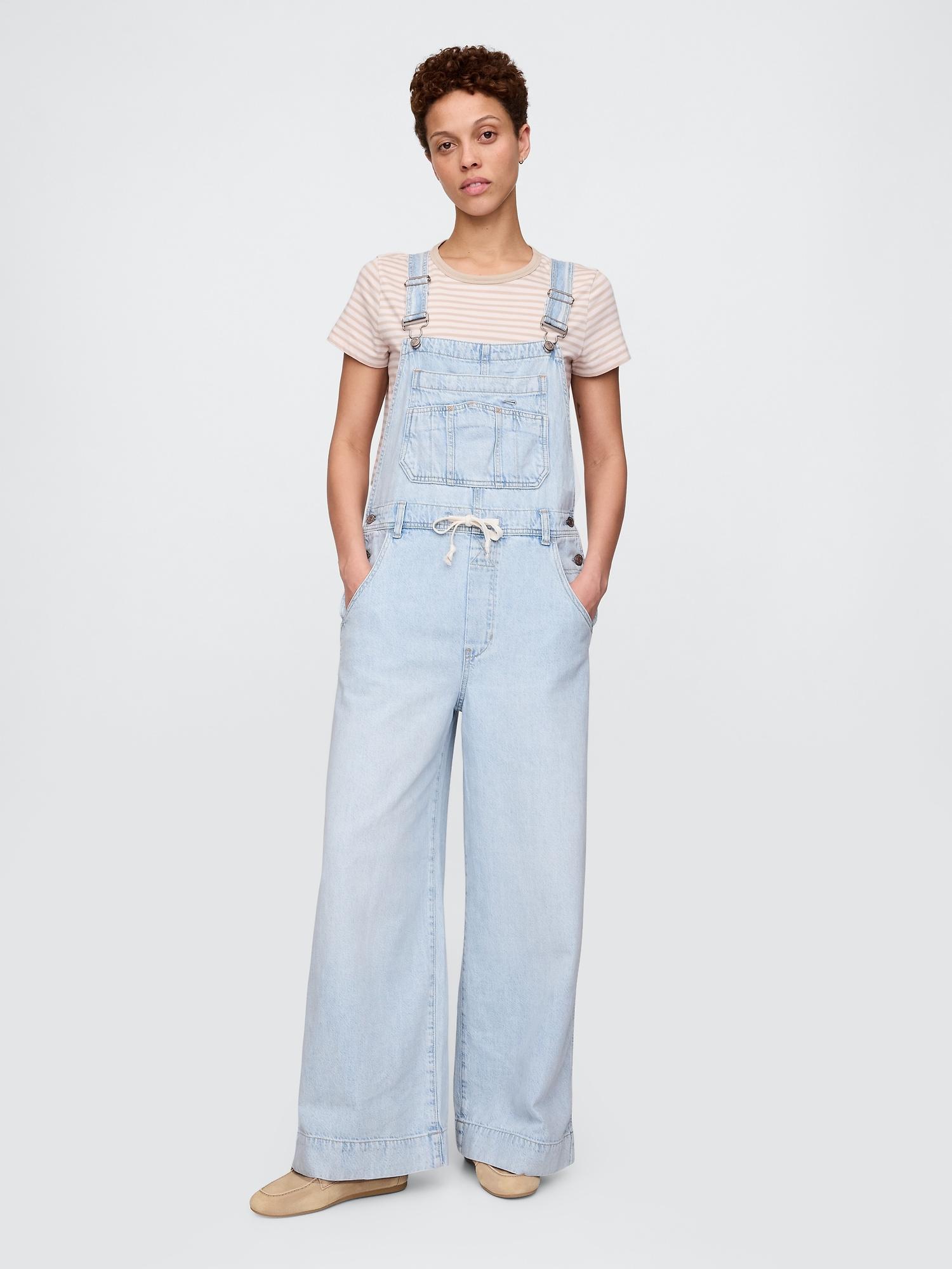 ultrasoft denim baggy overalls