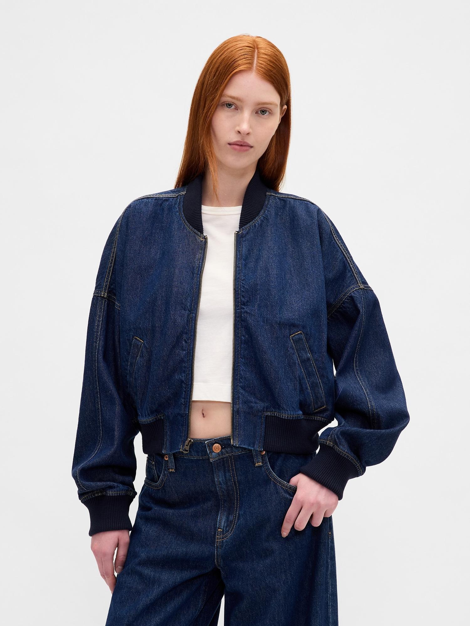 ultrasoft denim bomber jacket