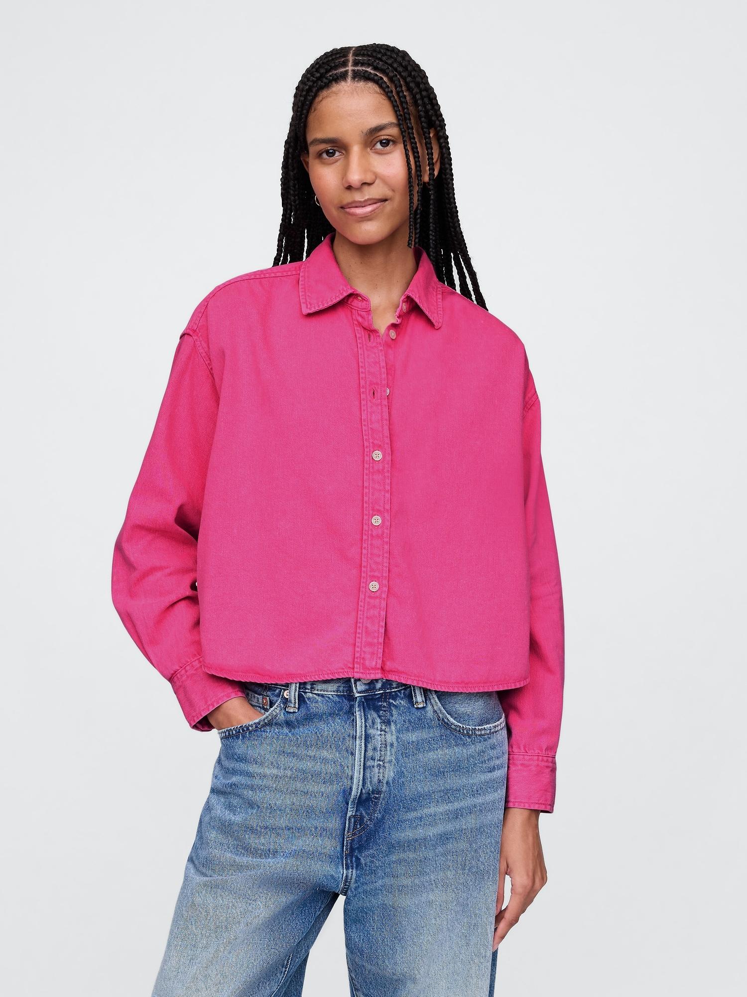 ultrasoft denim crop big shirt