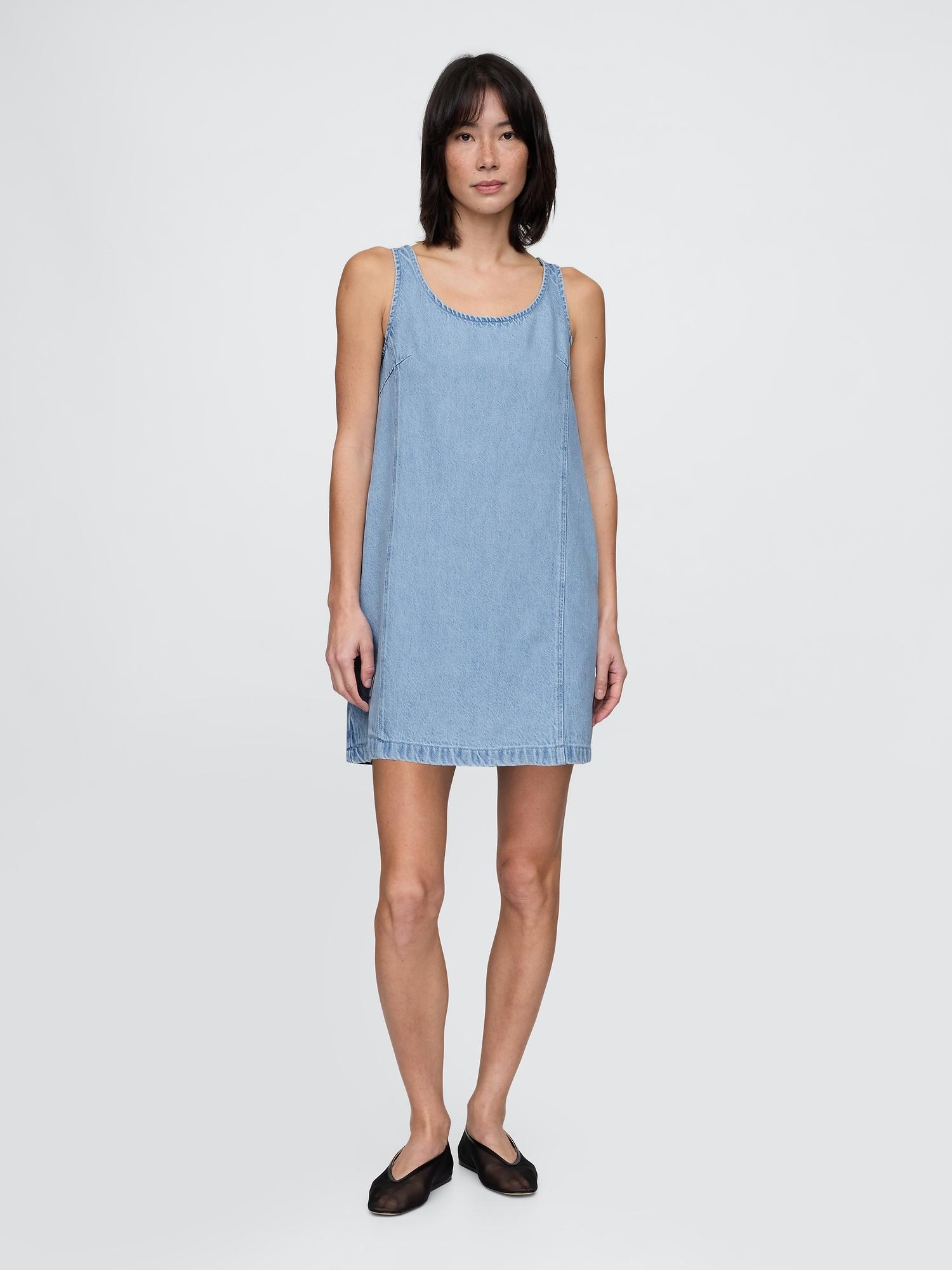 ultrasoft denim mini shift dress