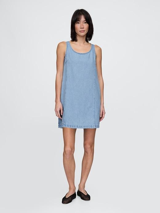ultrasoft denim mini shift dress