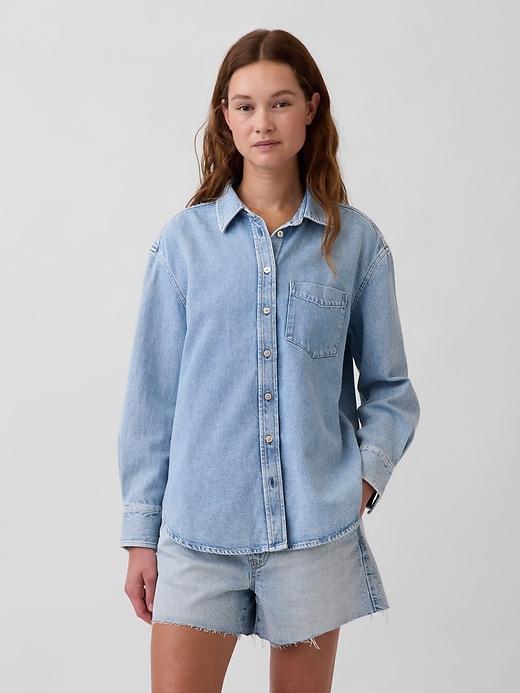 ultrasoft denim oversized shirt