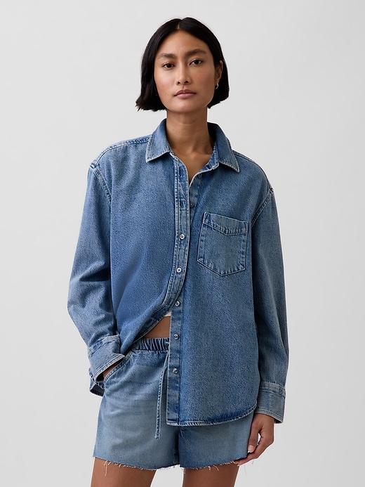 ultrasoft denim oversized shirt
