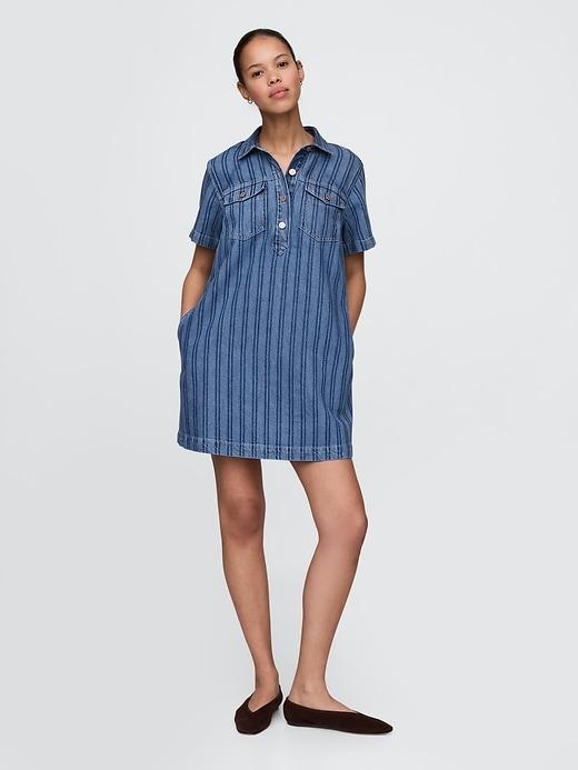 ultrasoft denim popover mini dress