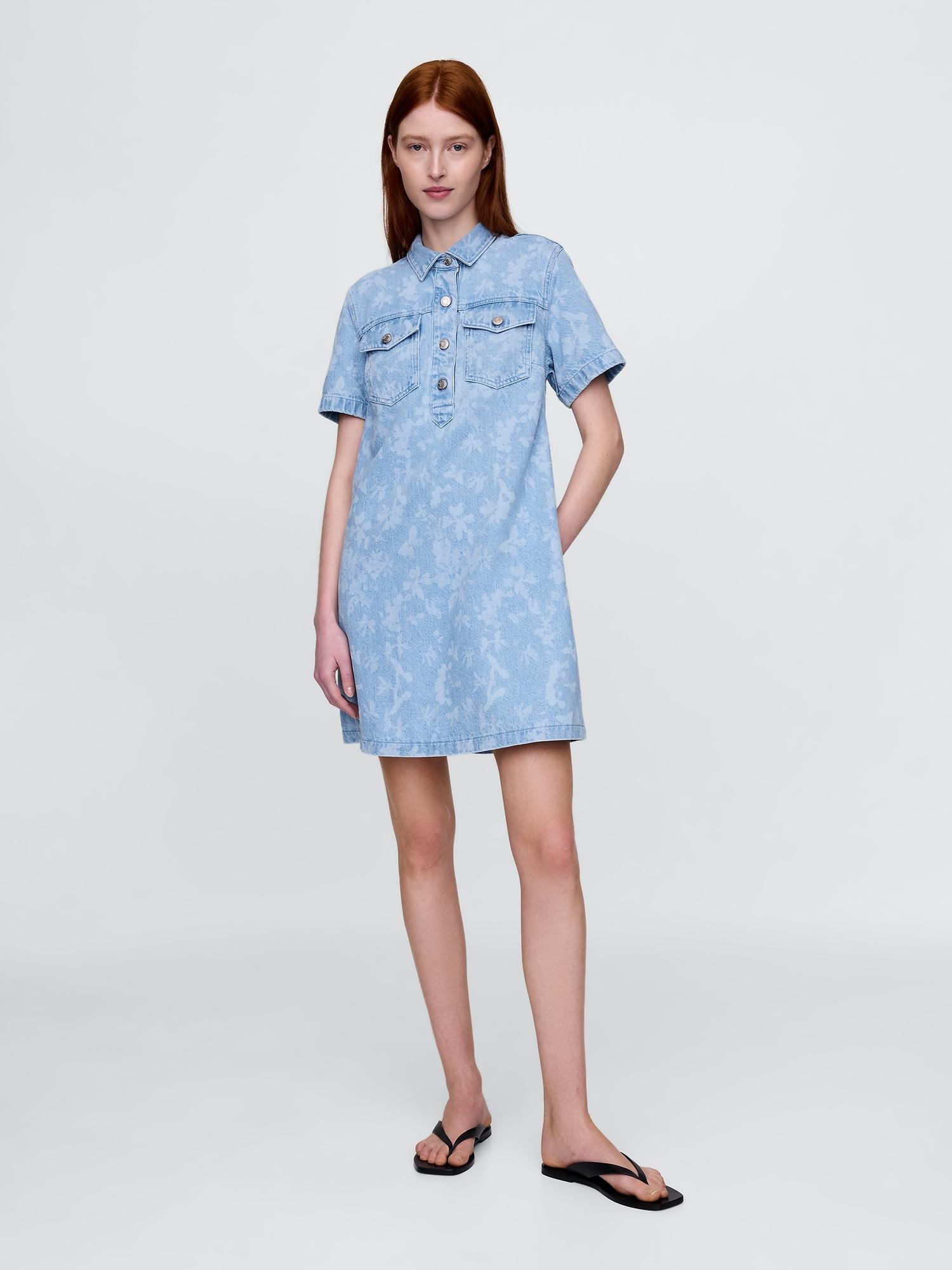 ultrasoft denim popover mini dress