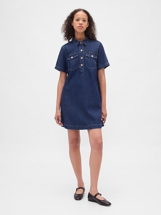 ultrasoft denim popover mini dress