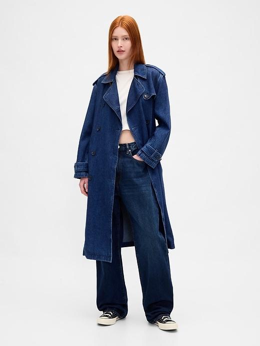 ultrasoft denim trench coat