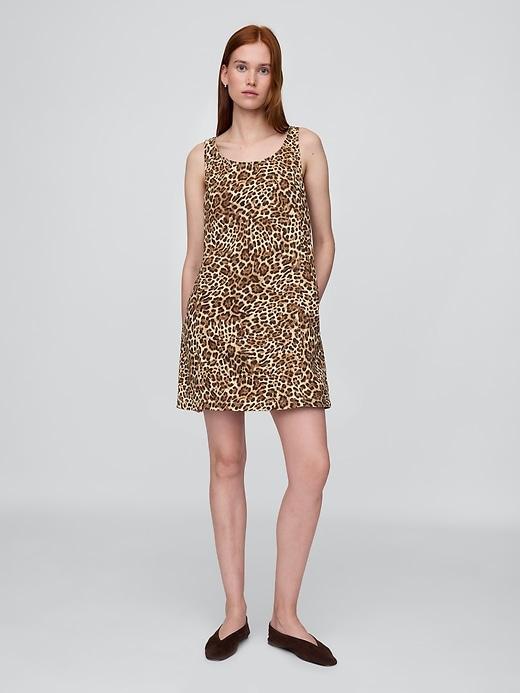 ultrasoft leopard denim mini dress
