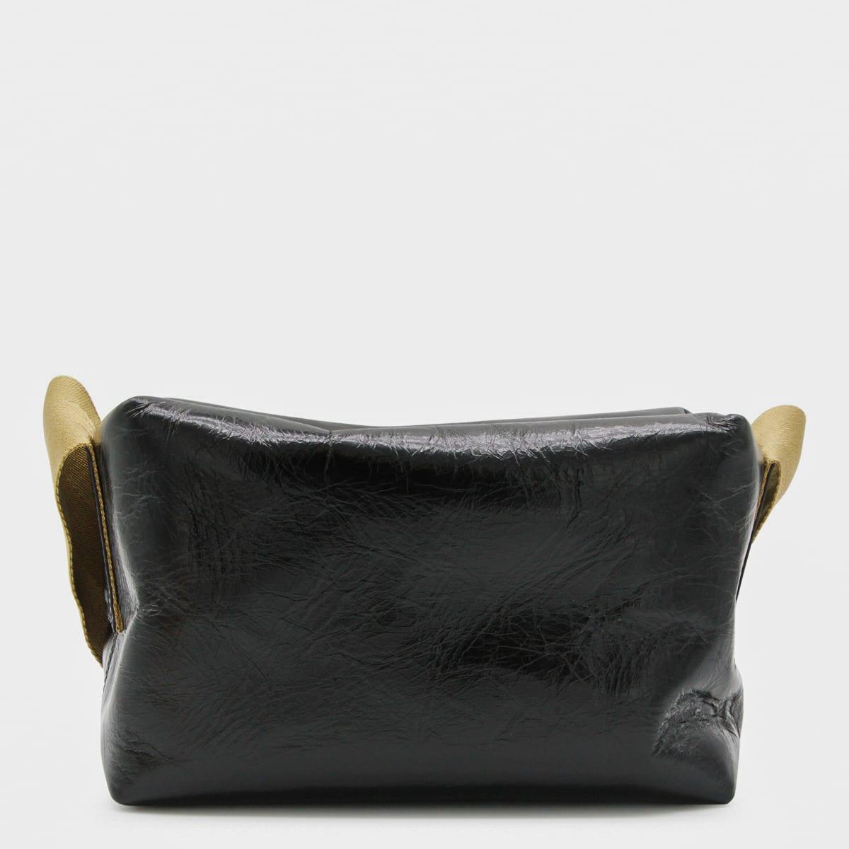 uma wang black leather tofu medium shoulder bag