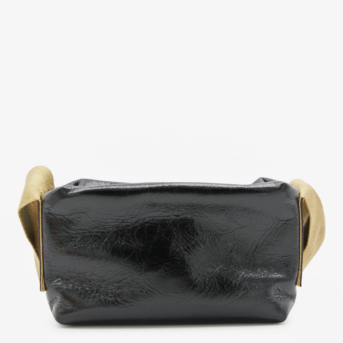 uma wang black leather tofu small shoulder bag