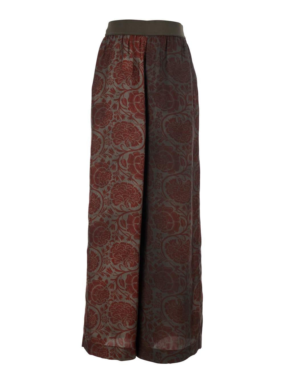 uma wang pansy pants with elastic waist and all-over print in cupro and viscose blend red women