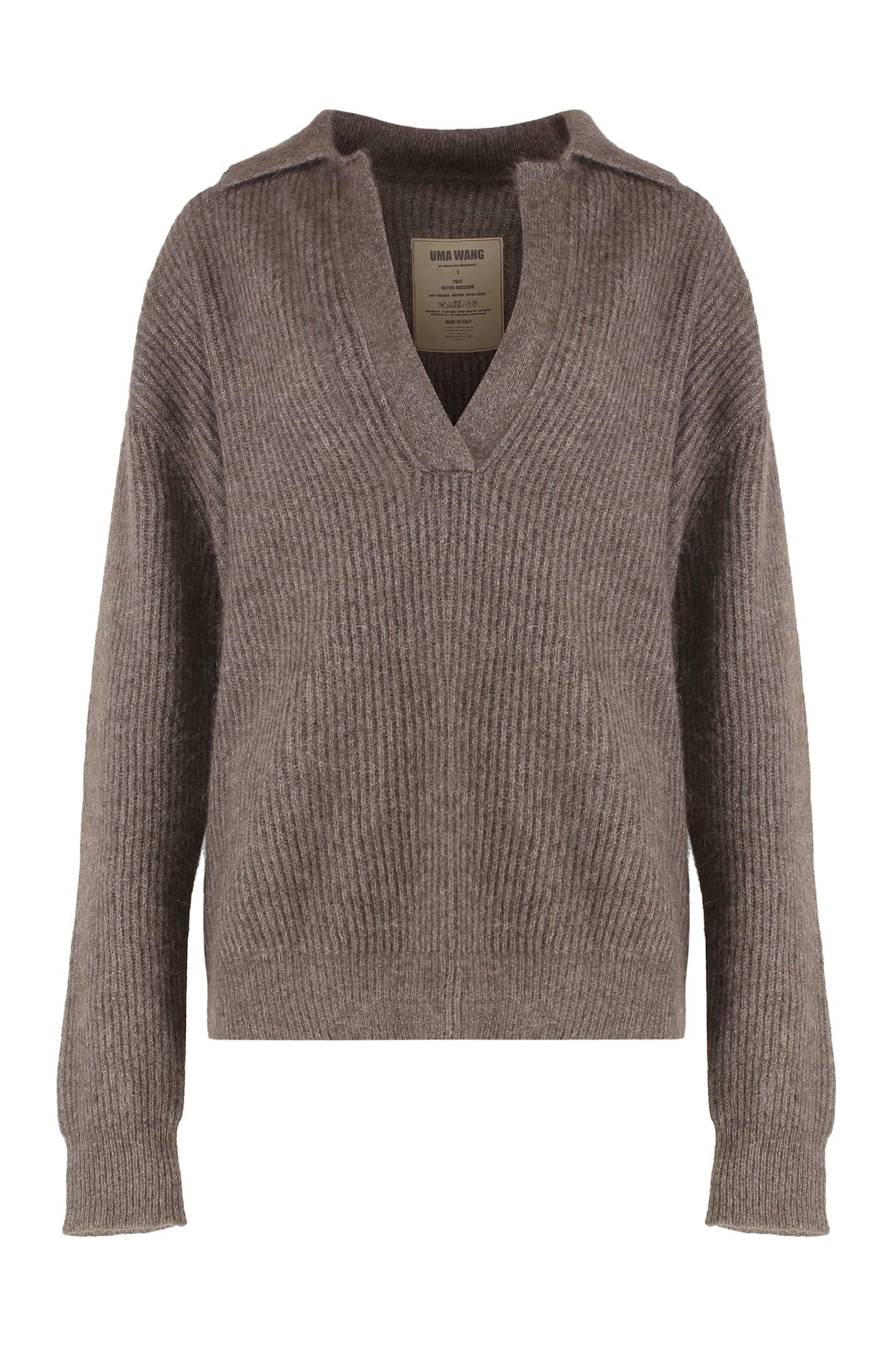 uma wang sweater in knit with v-neck.