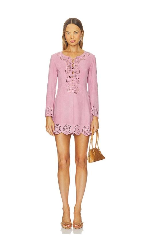 understated leather cobain dress in pink.