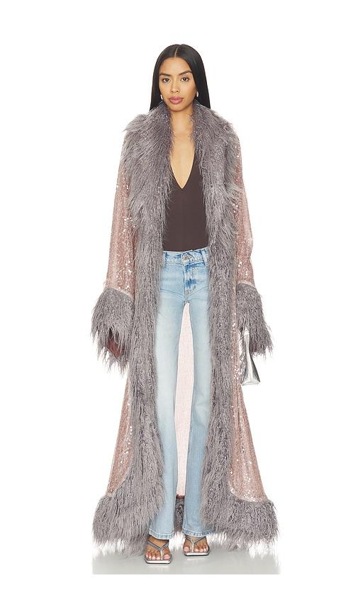 understated leather heartland robe in lavender,grey.