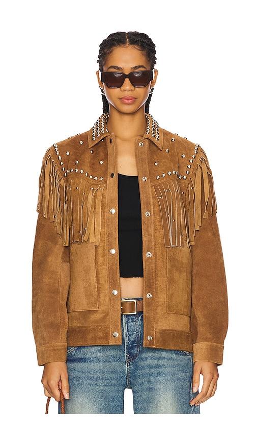 understated leather izzy jacket in brown.