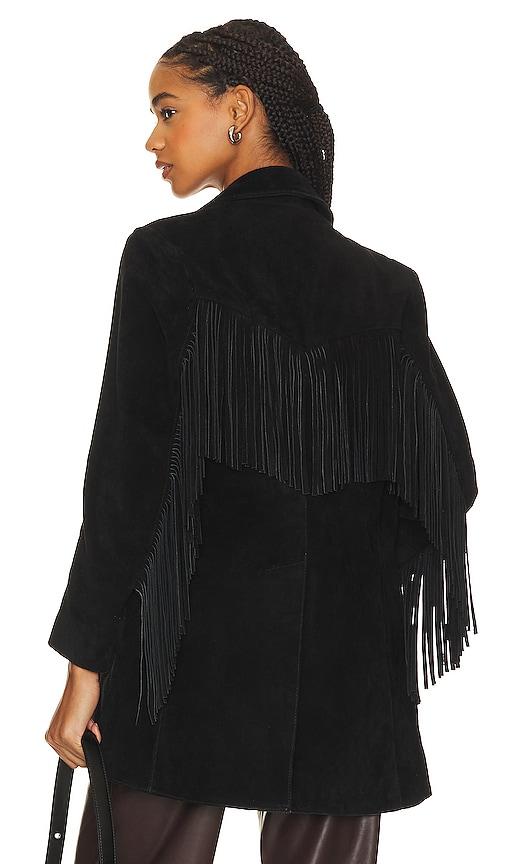 understated leather marlboro blazer in black.