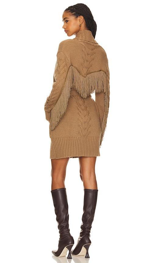 understated leather midi rodeo robe in brown.