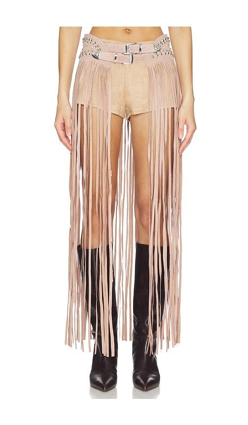 understated leather paris texas maxi skirt in mauve.