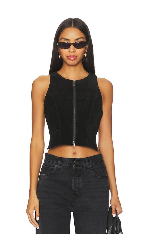 understated leather x revolve crazy life top in black.