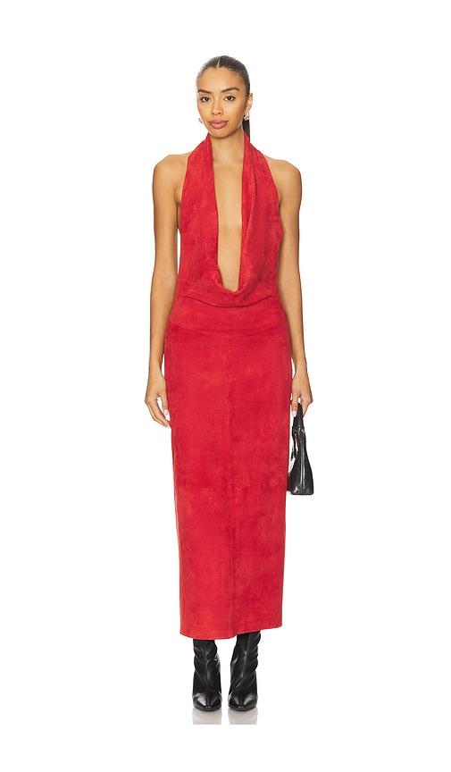 understated leather x revolve liv maxi dress in chocolate.