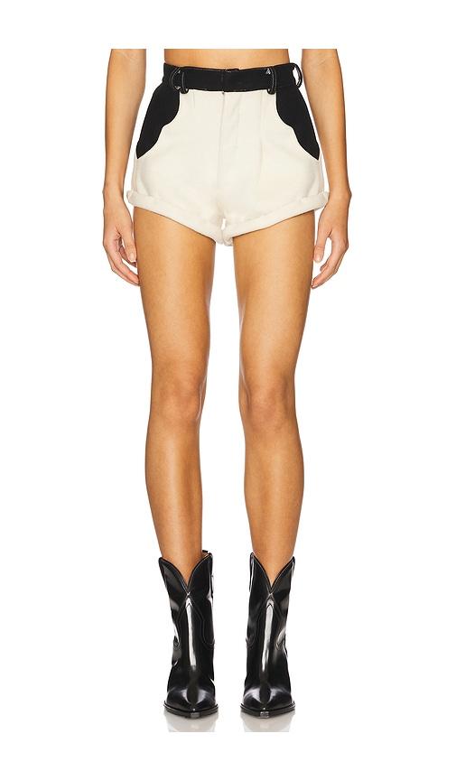 understated leather x revolve love story short in beige.