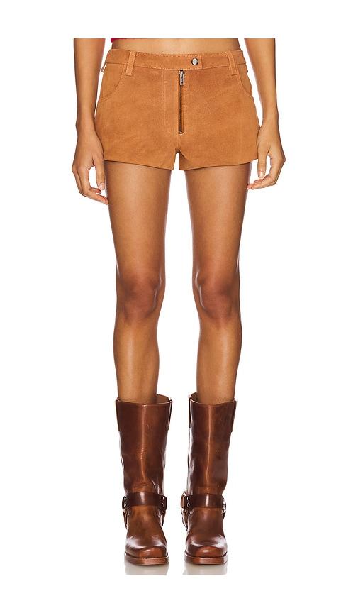 understated leather x revolve perfect suede short in tan.