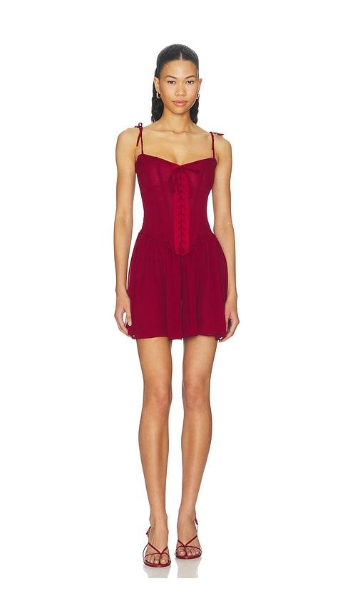 understated leather x revolve red lace up dress in burgundy.