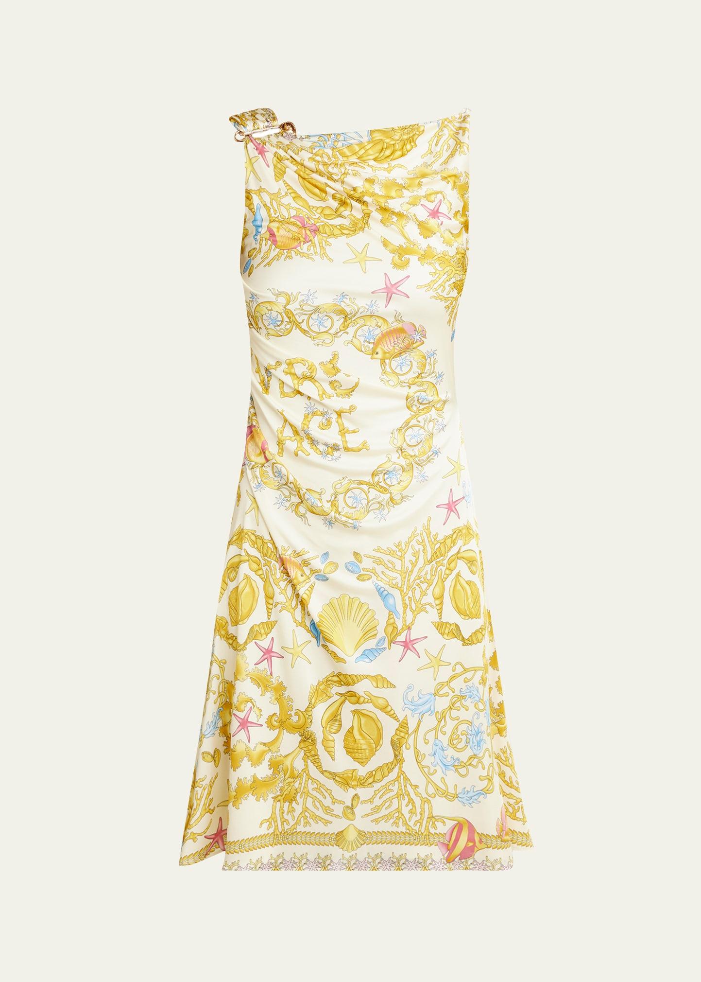 underwater barocco foulard safety pin mini dress