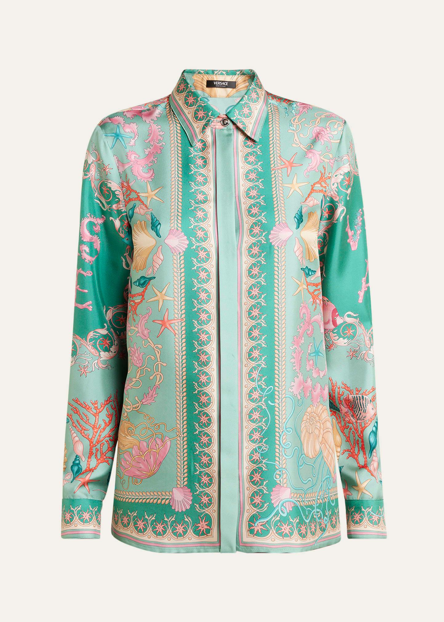 underwater barocco foulard silk twill formal shirt