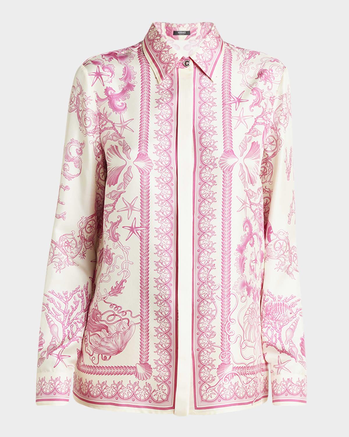underwater barocco foulard silk twill formal shirt