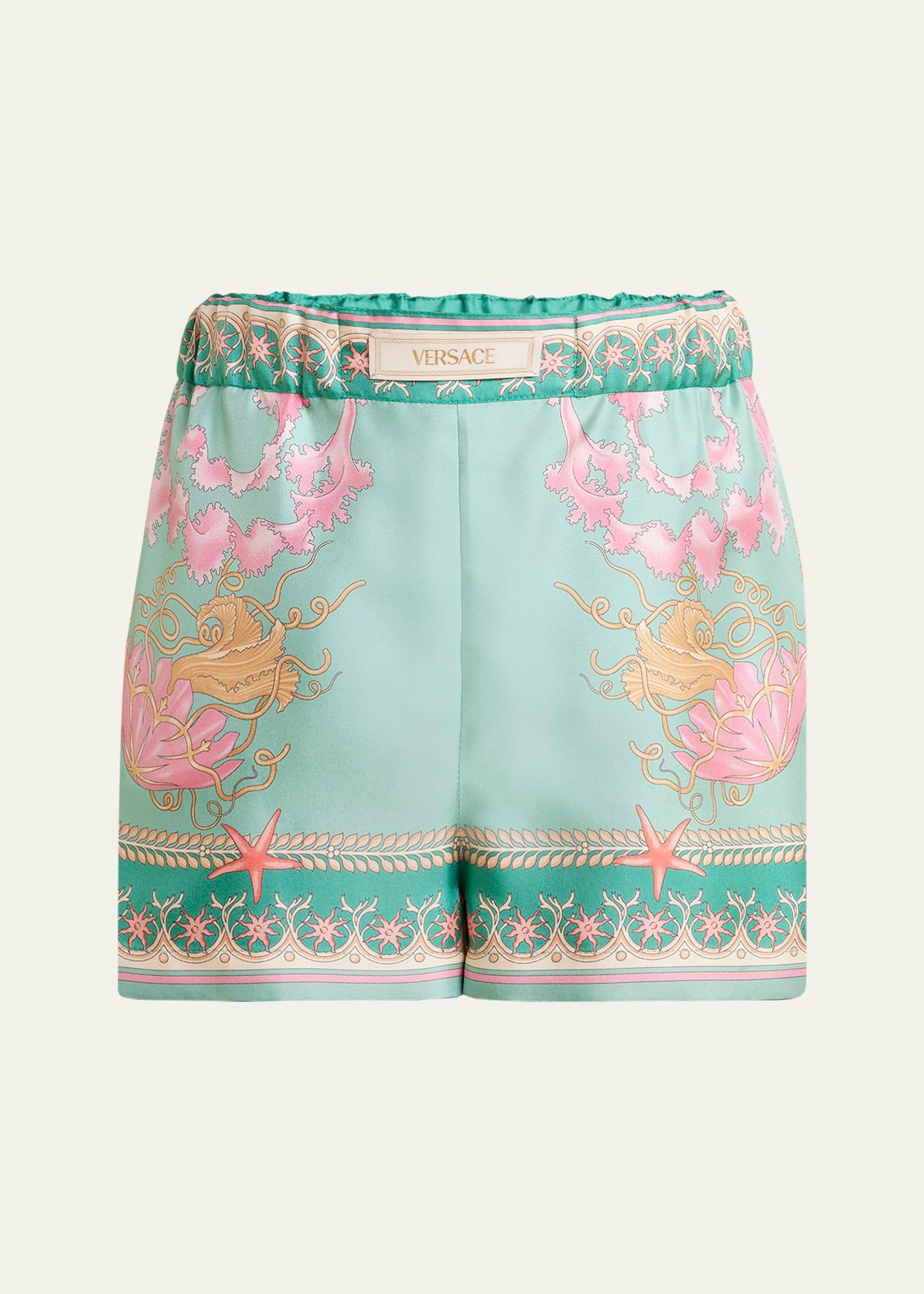 underwater barocco foulard silk twill shorts