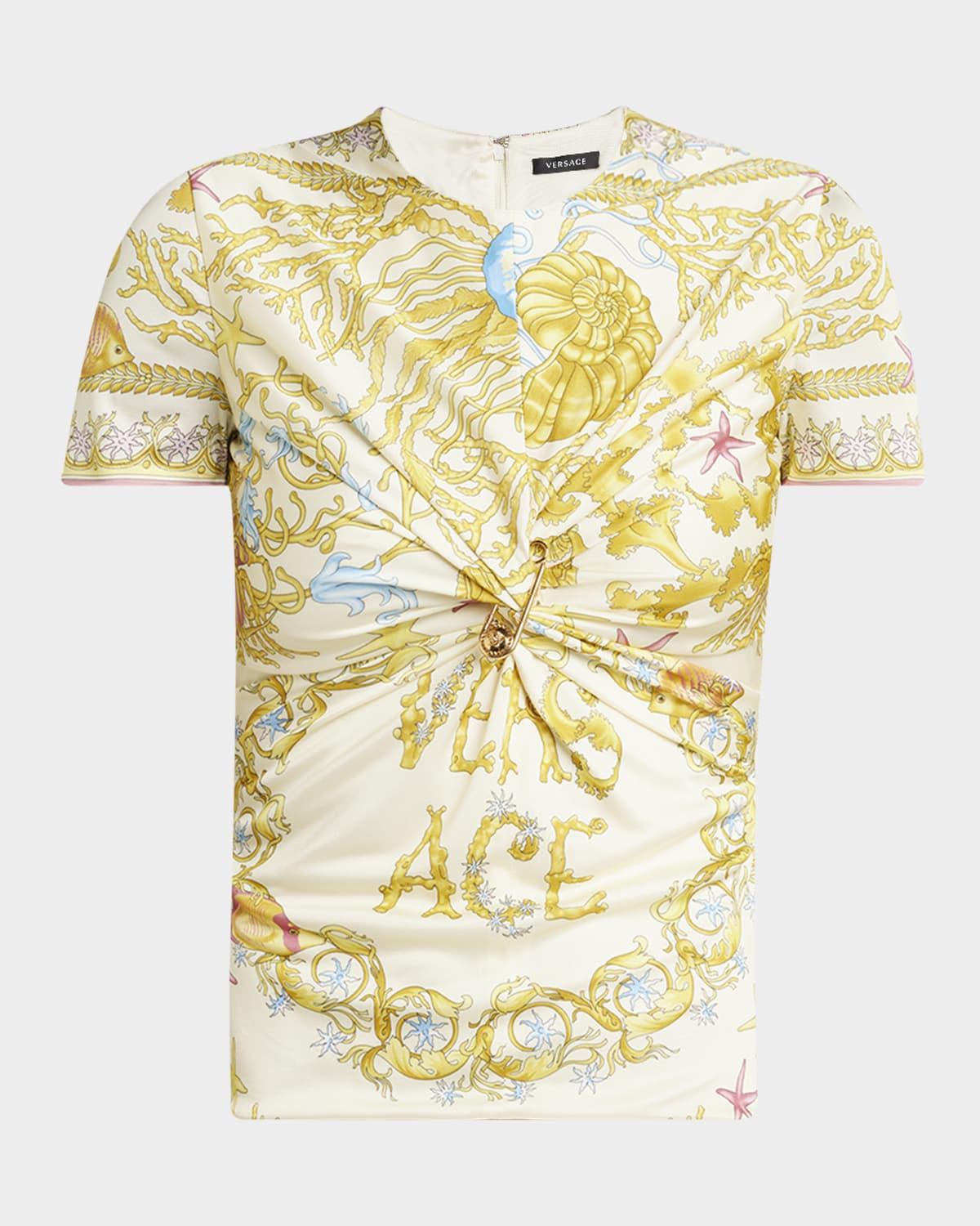 underwater barocco foulard twisted jersey blouse