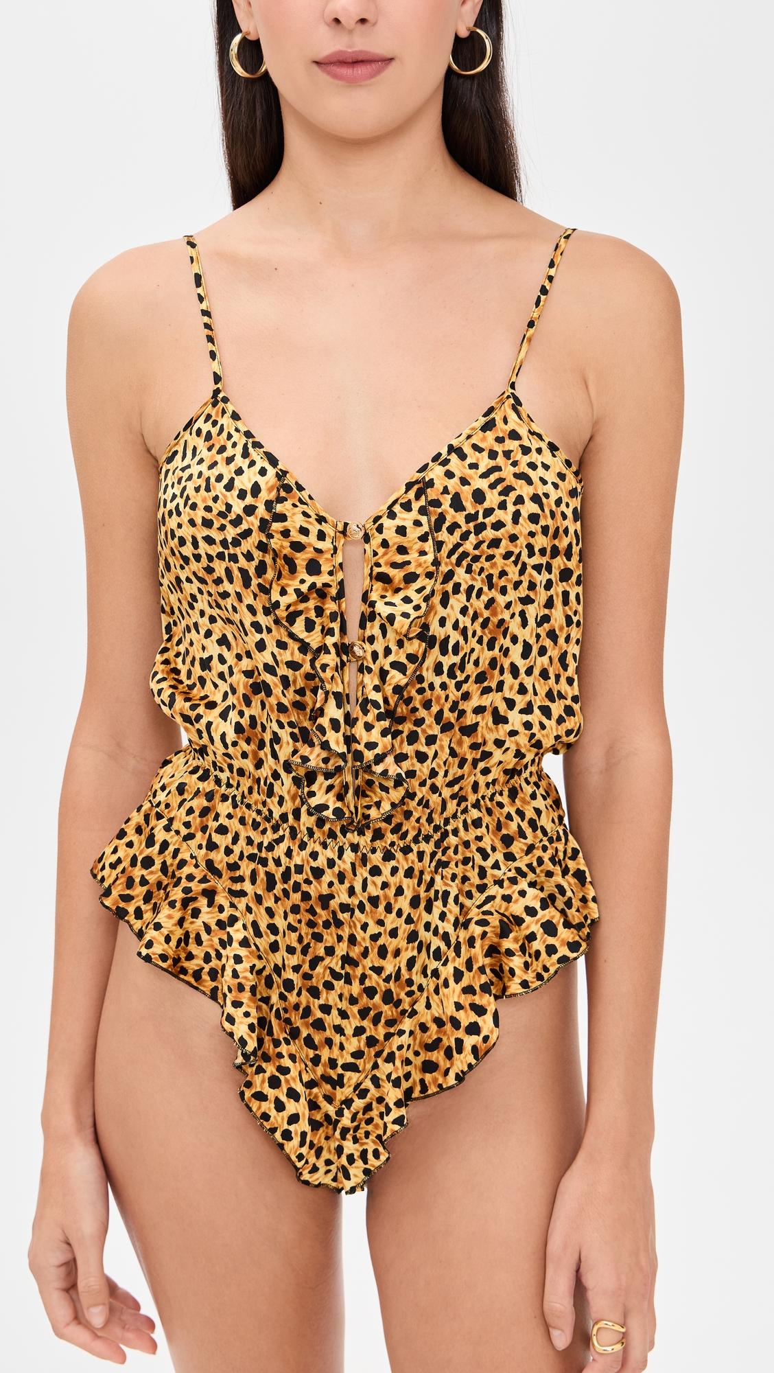 underwear cheetah allover silk satin bodysuit