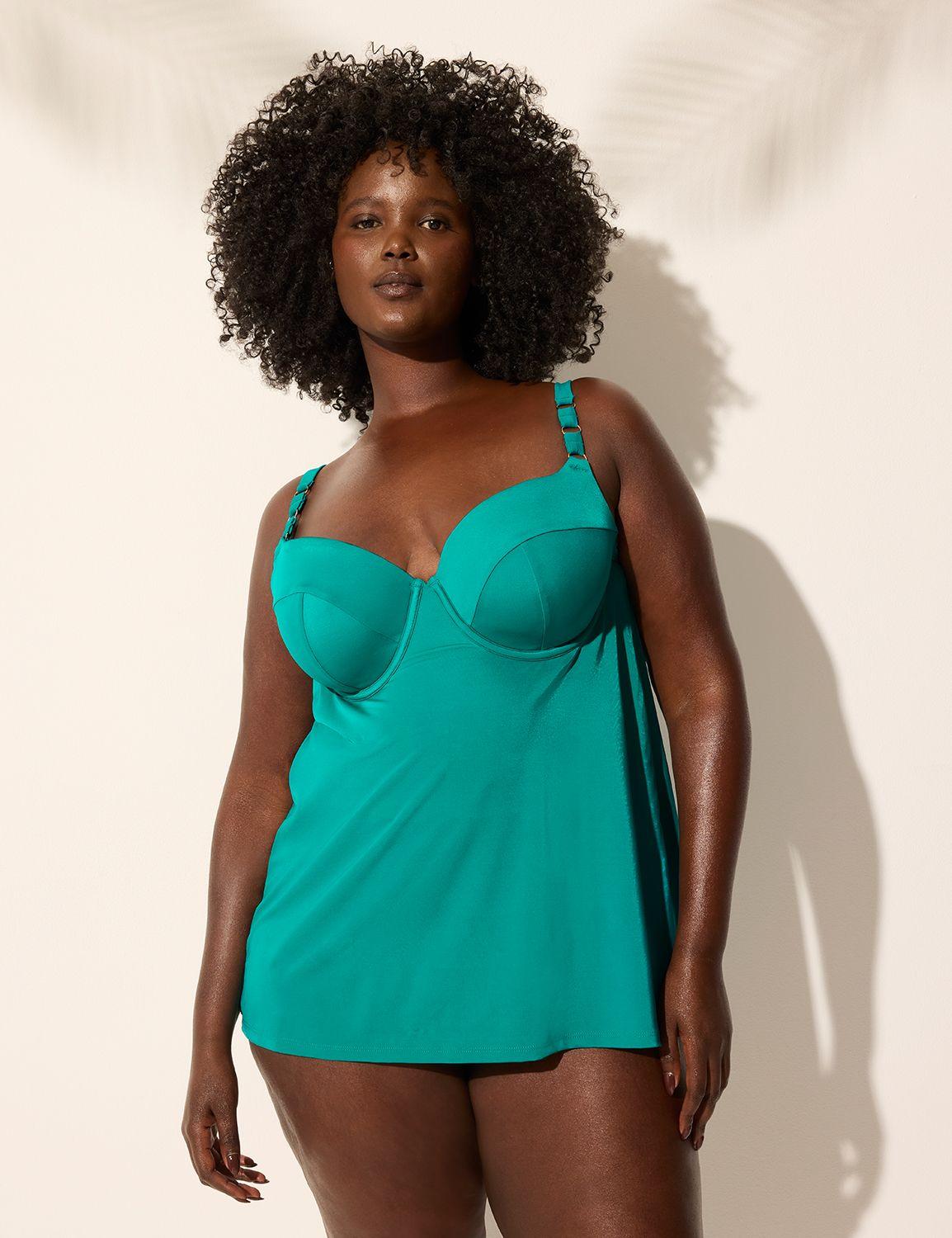 underwire balconette chain-detail tankini top