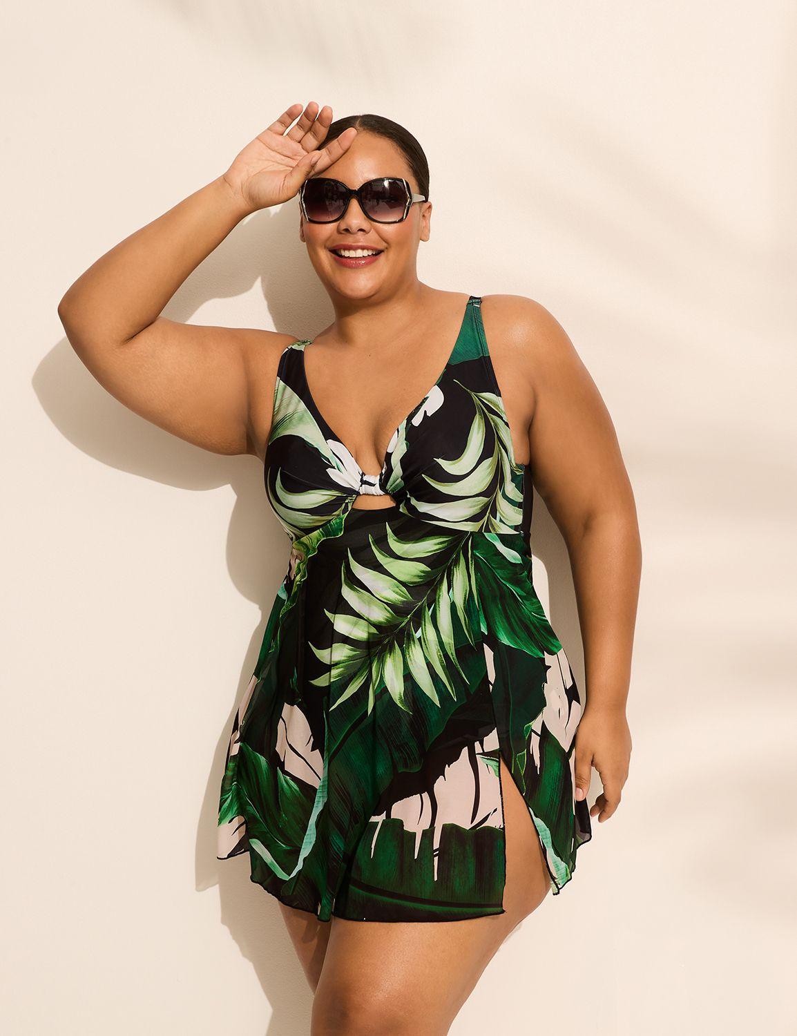 underwire knot-front swim dress