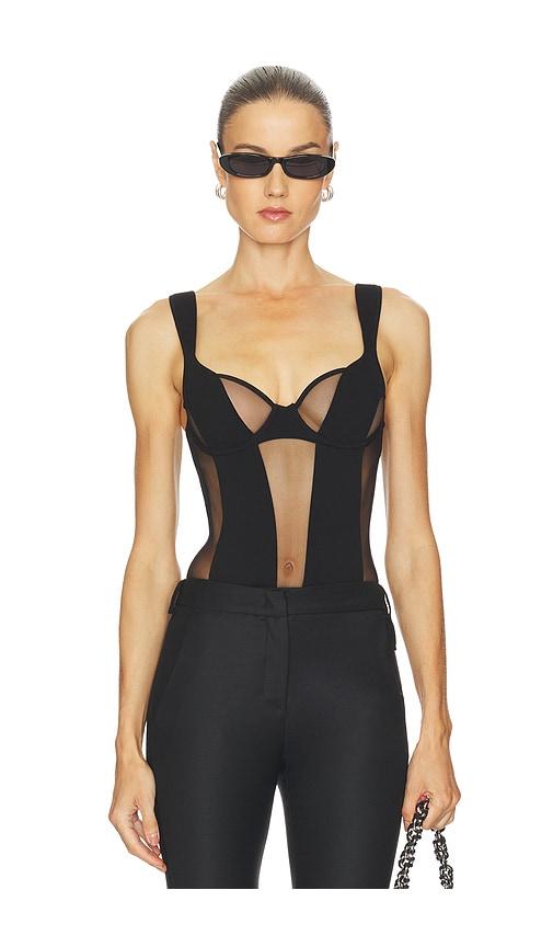 undress code missy bodysuit in black.