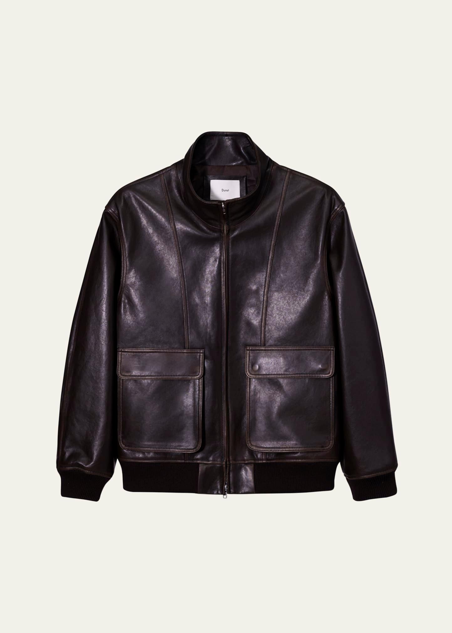 unisex leather blouson aviator jacket
