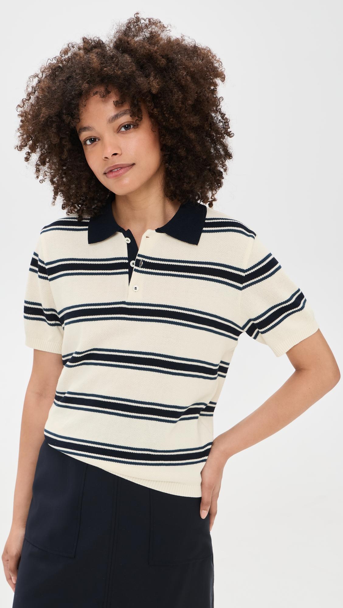 unisex multi striped polo knit