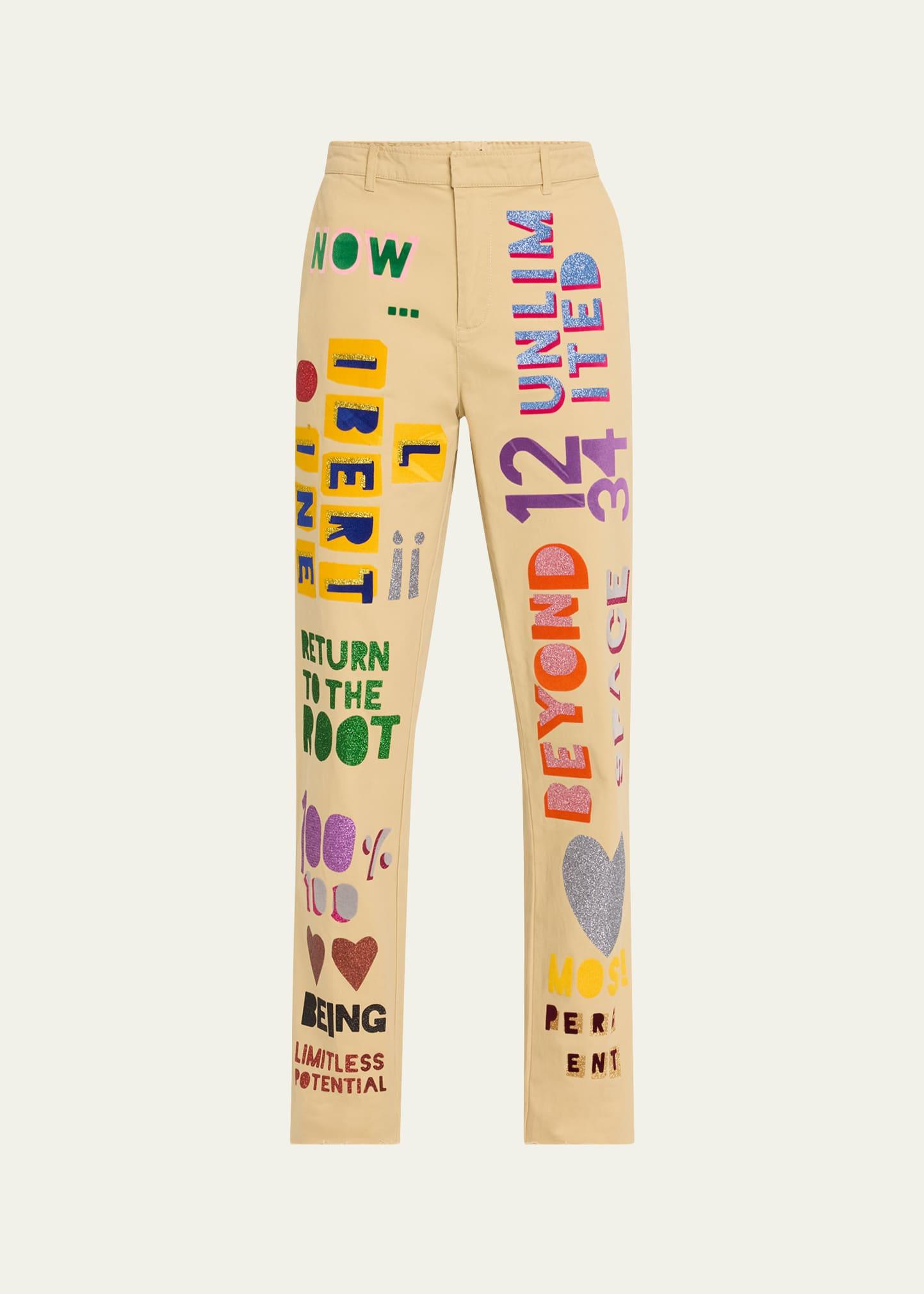 unlimited potential printed straight-leg ankle chino pants
