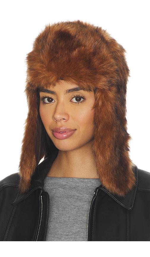 unreal fur wright hat in burnt orange.
