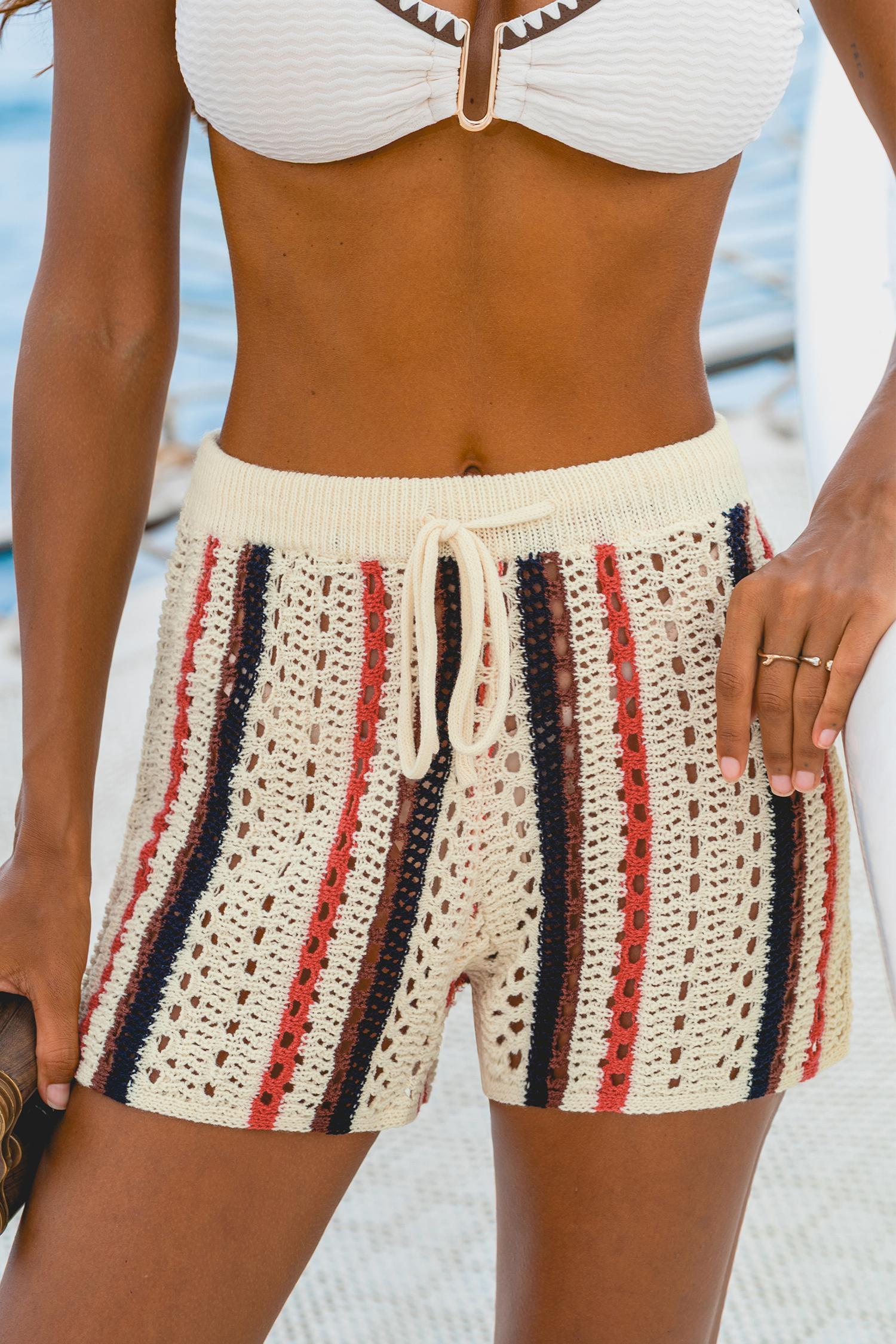 up in smoke striped cover-up shorts - l