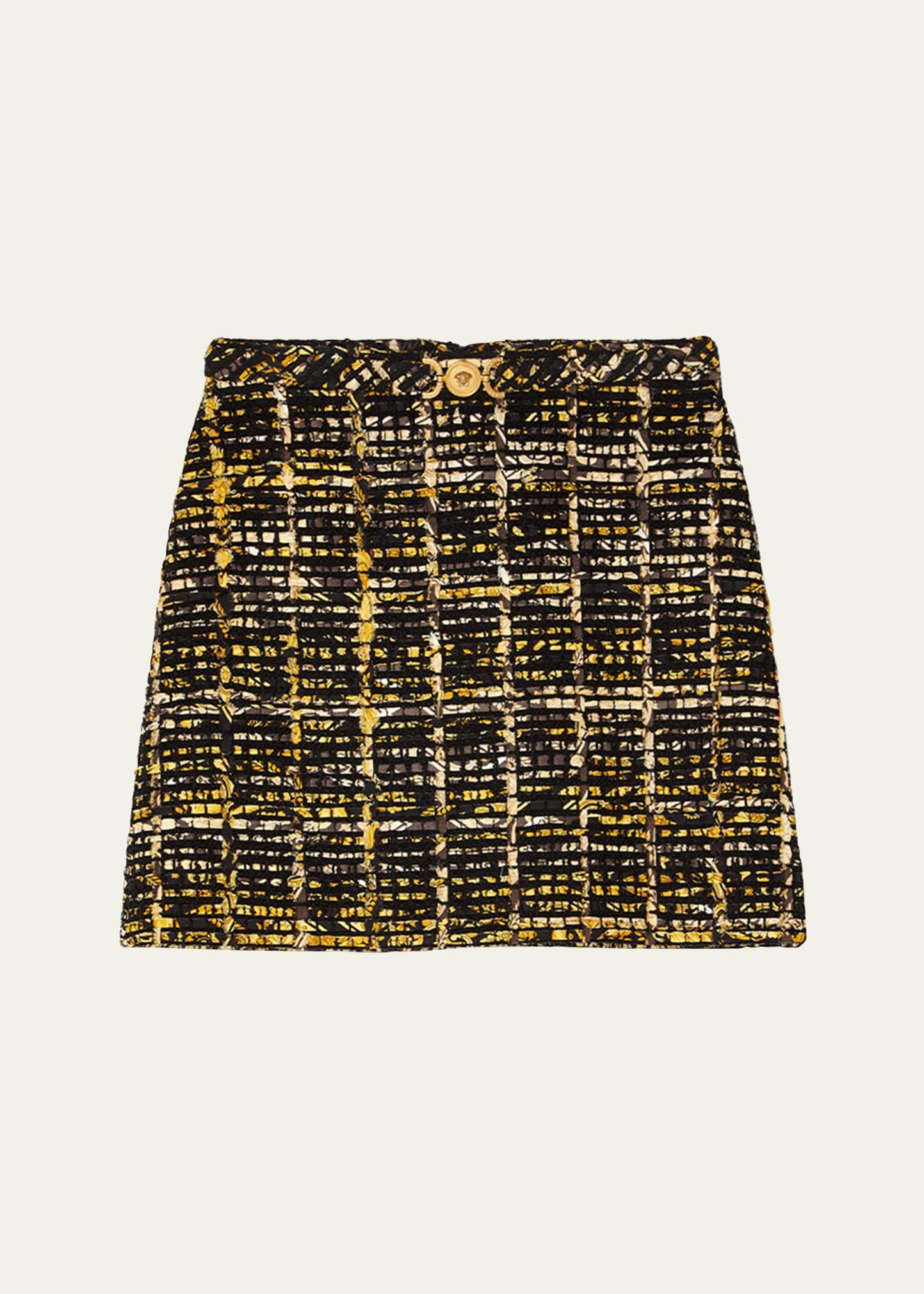 upcycle jacquard belted mini skirt