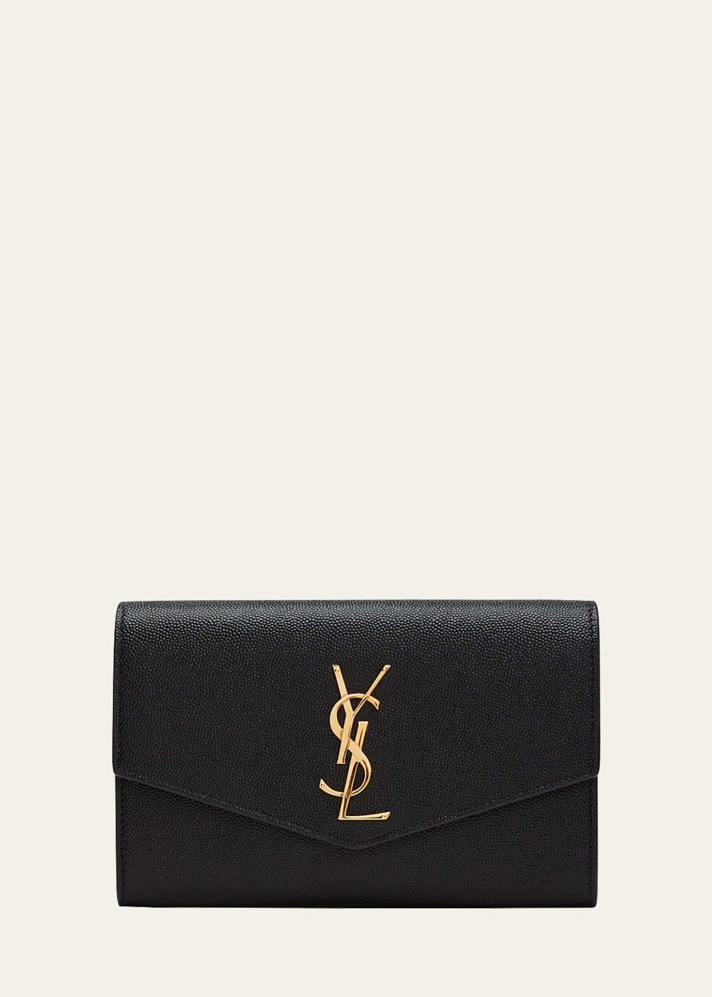 uptown ysl wallet on chain in grained leather