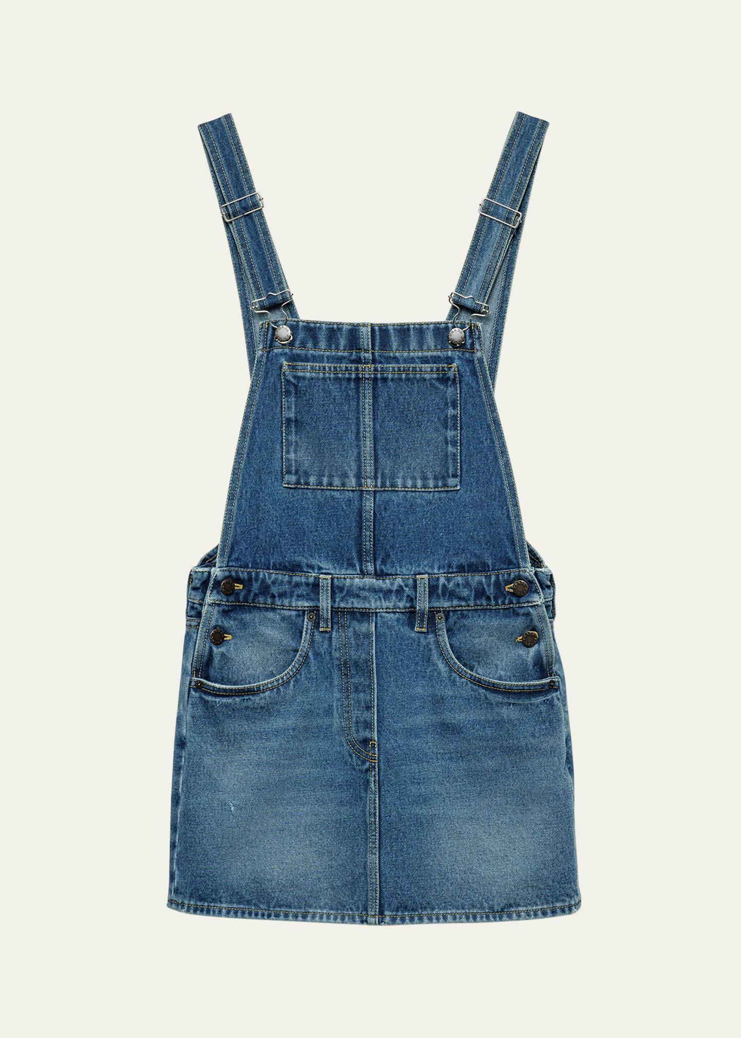 used denim mini overall dress
