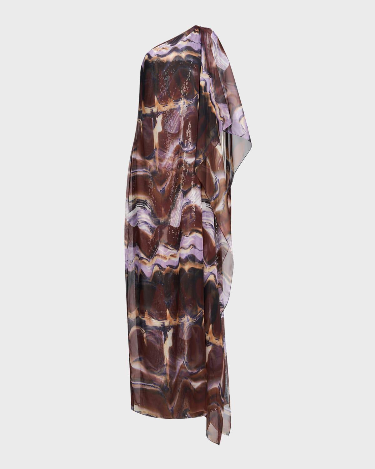 ushi one-shoulder sequin chiffon gown